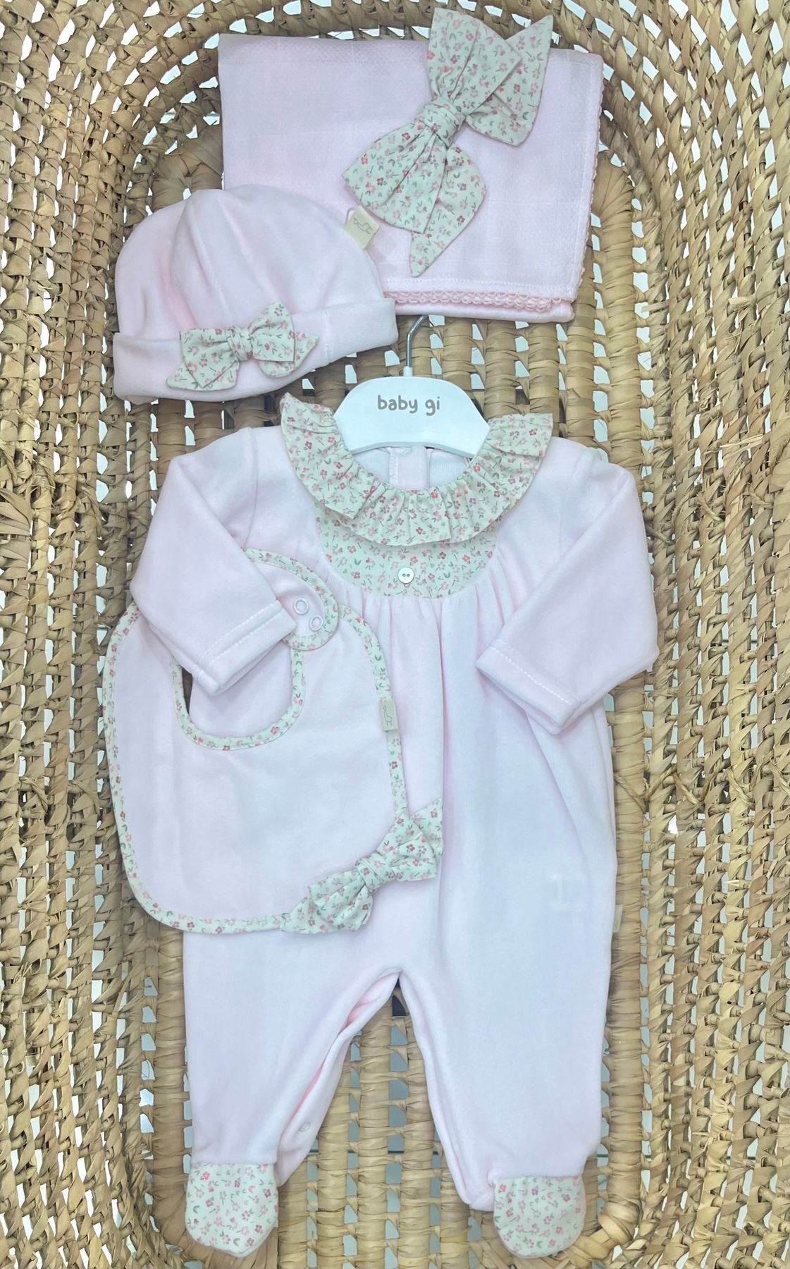Tutina neonata collo volant a fiori Baby Gi