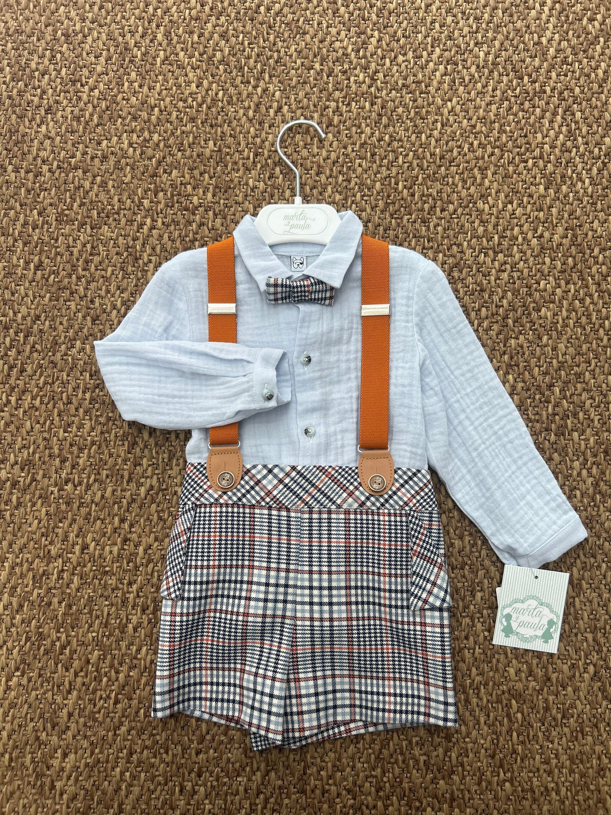 Completo bambino con bretelle e papillon Yoedu