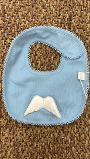Bavetta neonato con ricamo ali chiusura strappo Baby Gi