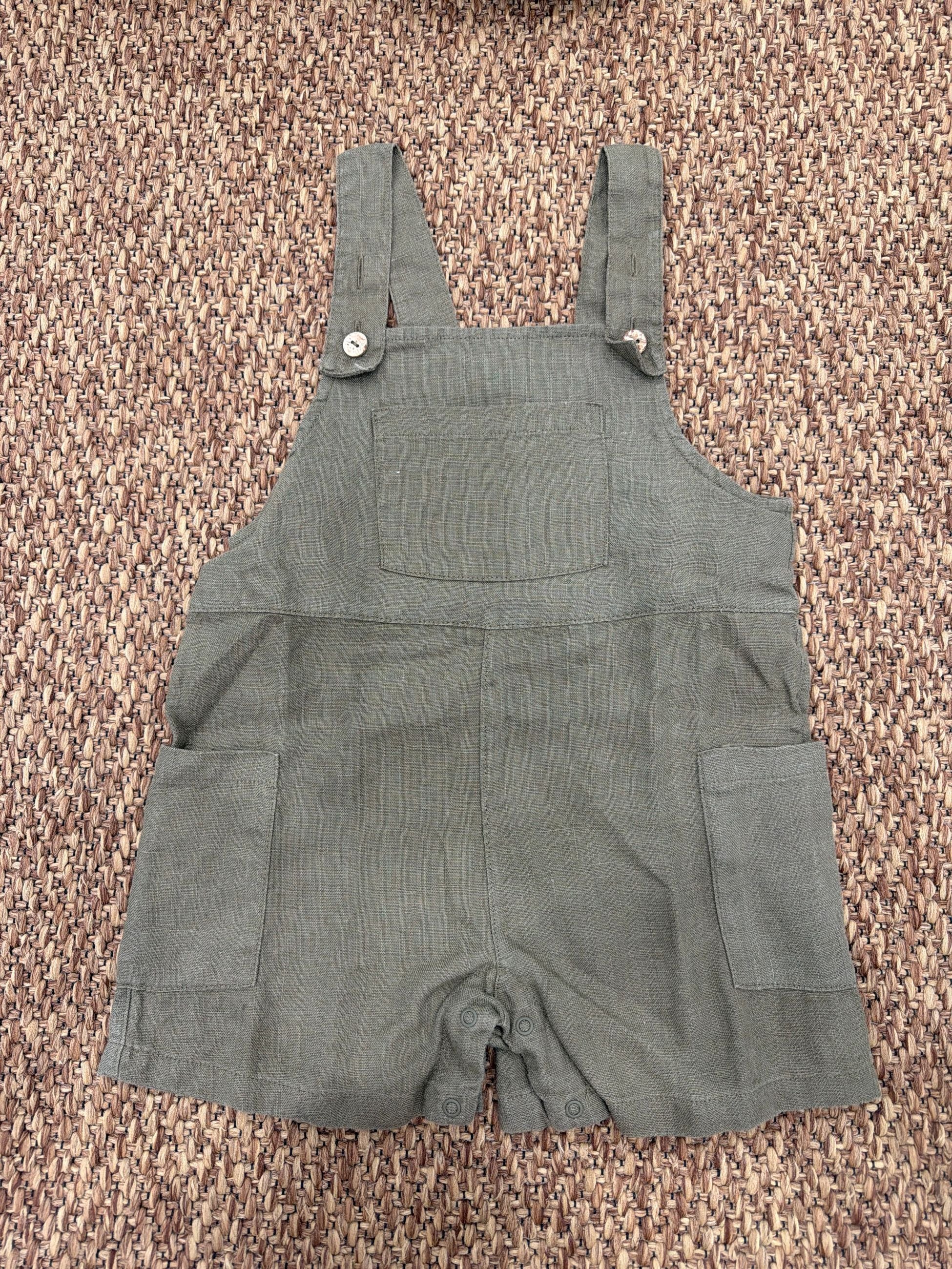 Salopette bambini in lino con tasca Play Up