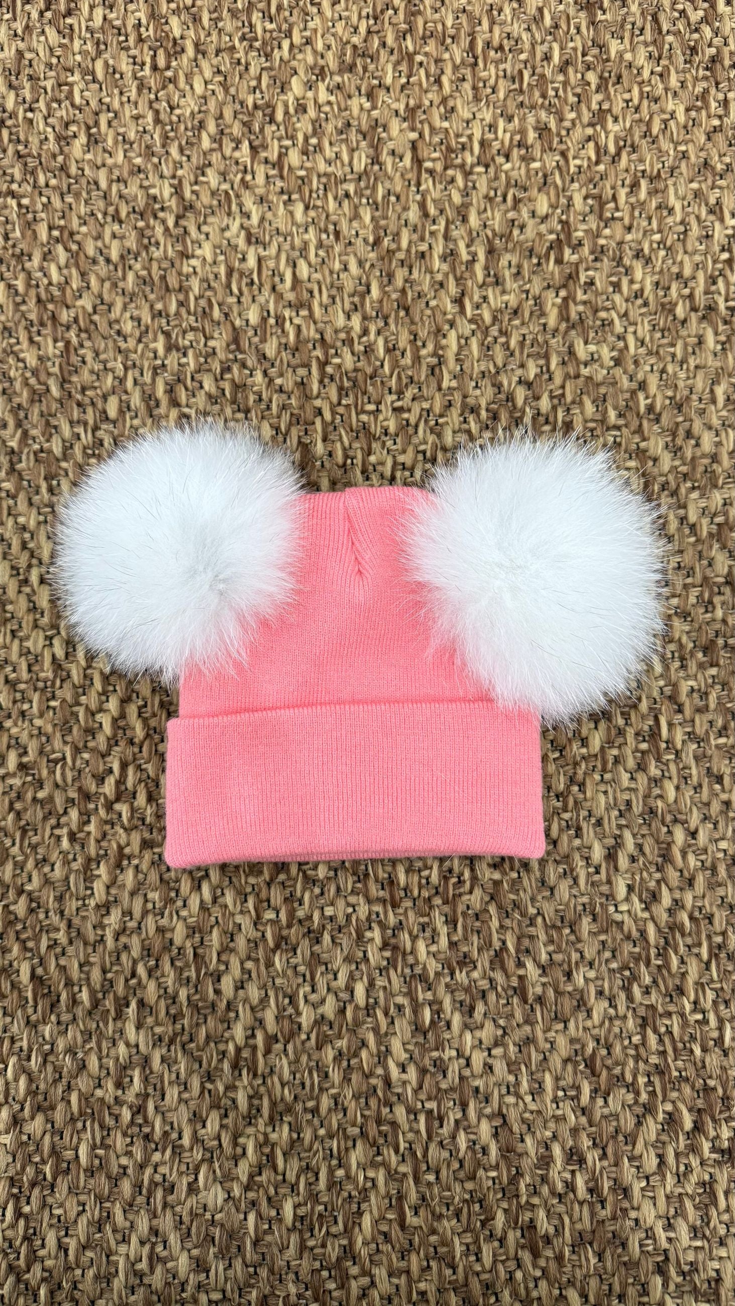 Cappello bimbi liscio con 2 pon pon Enfant Made in Italy