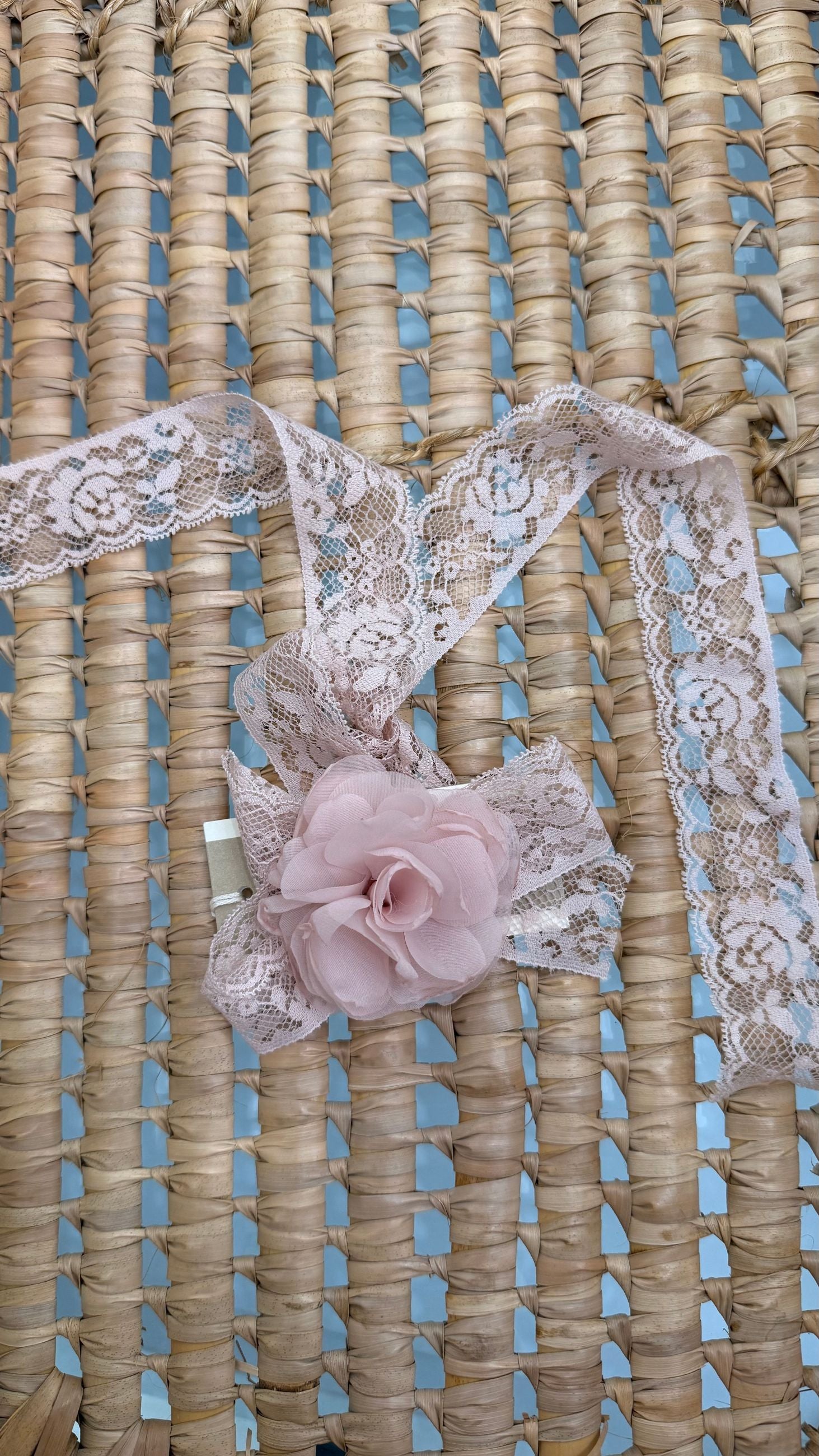 Fascetta bimba merletto e rosa Marlù