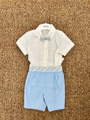 Completo bimbo in lino con papillon Ponto por Ponto