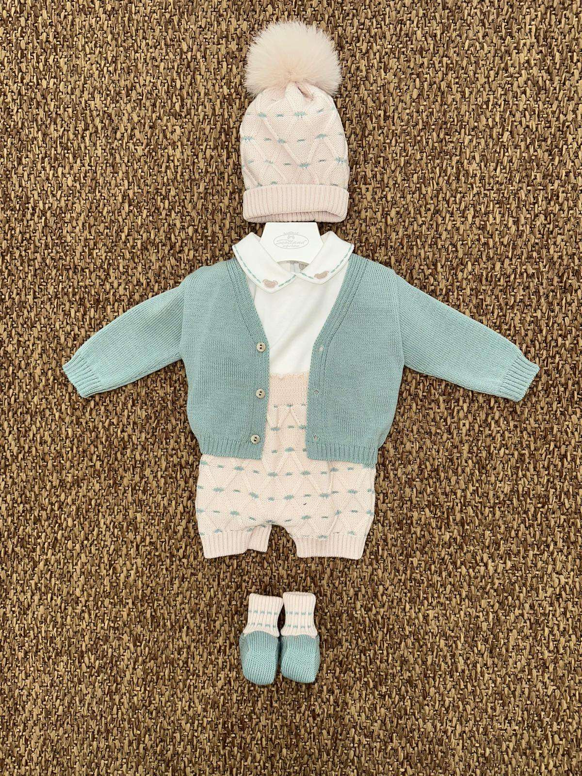 Completo neonati 3pz con cappellino pon pon Marlù