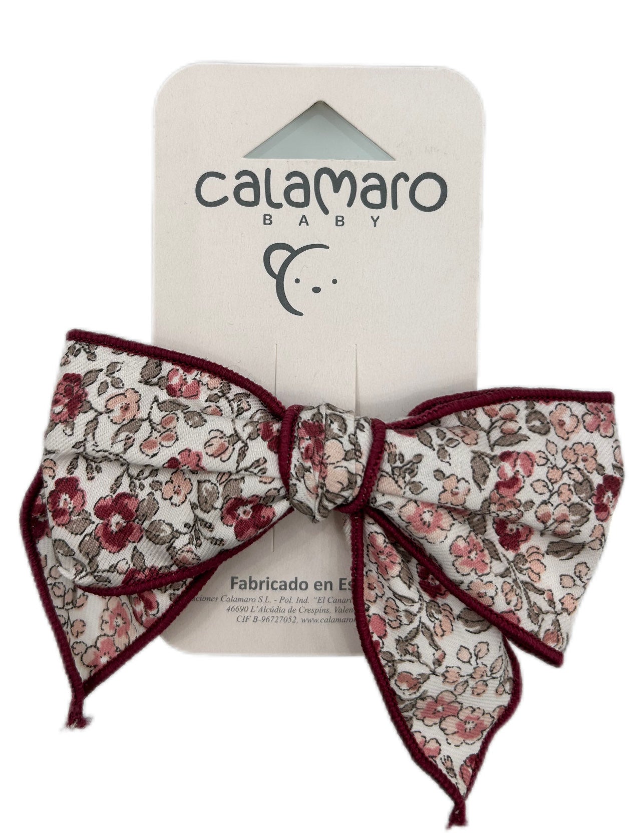Molletta bimba con fiocco grande bordeaux Calamaro