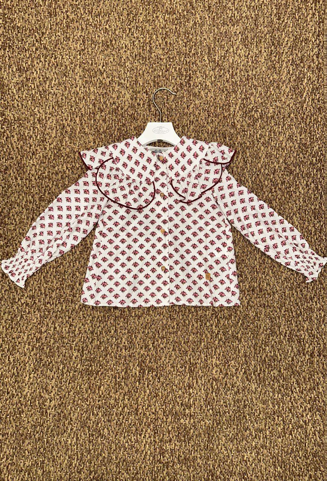 Camicia bambina a fantasia con collo volant Jose Varon