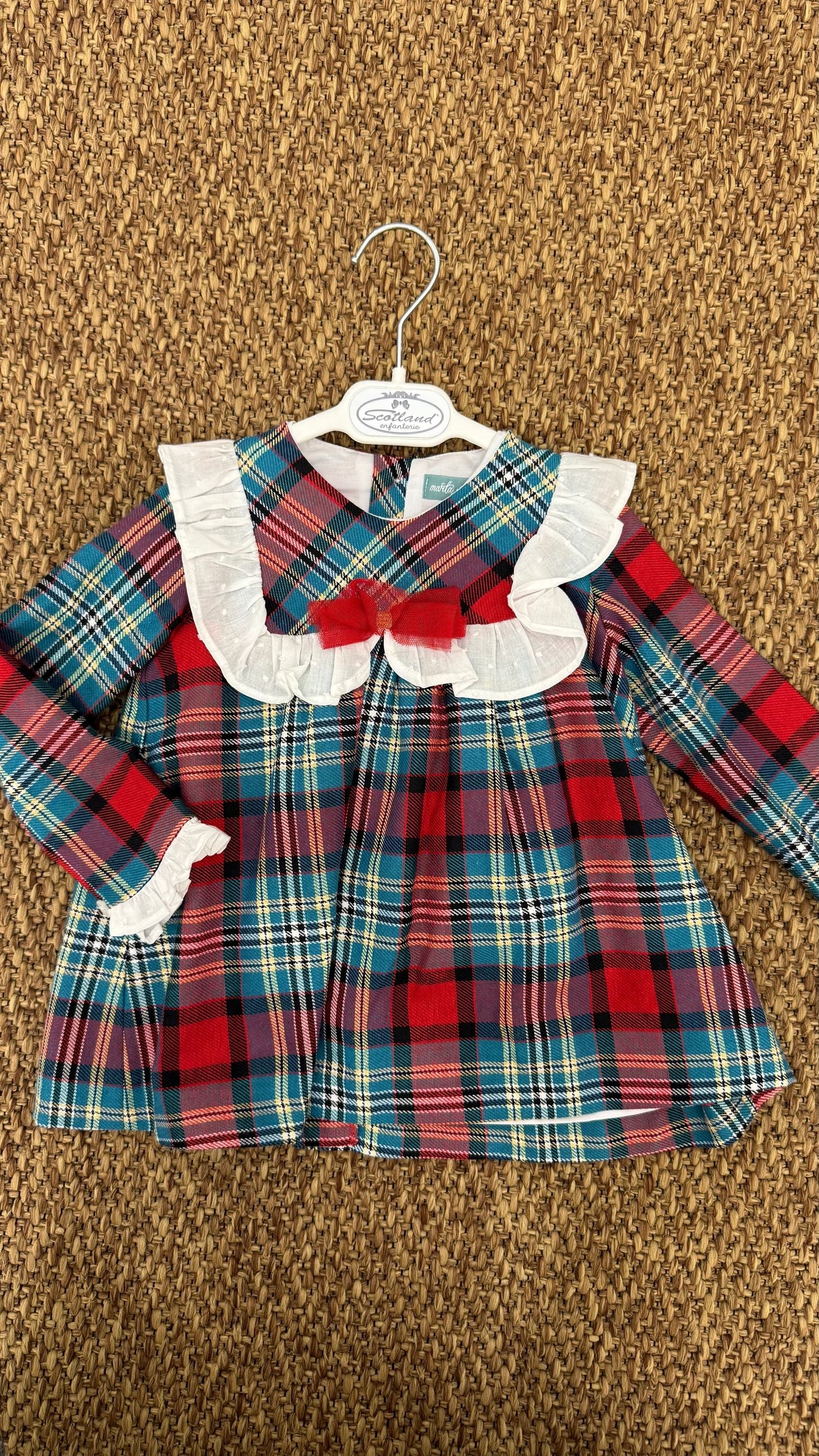 Abito bimba scozzese con fiocco e merletto Marta y Paula