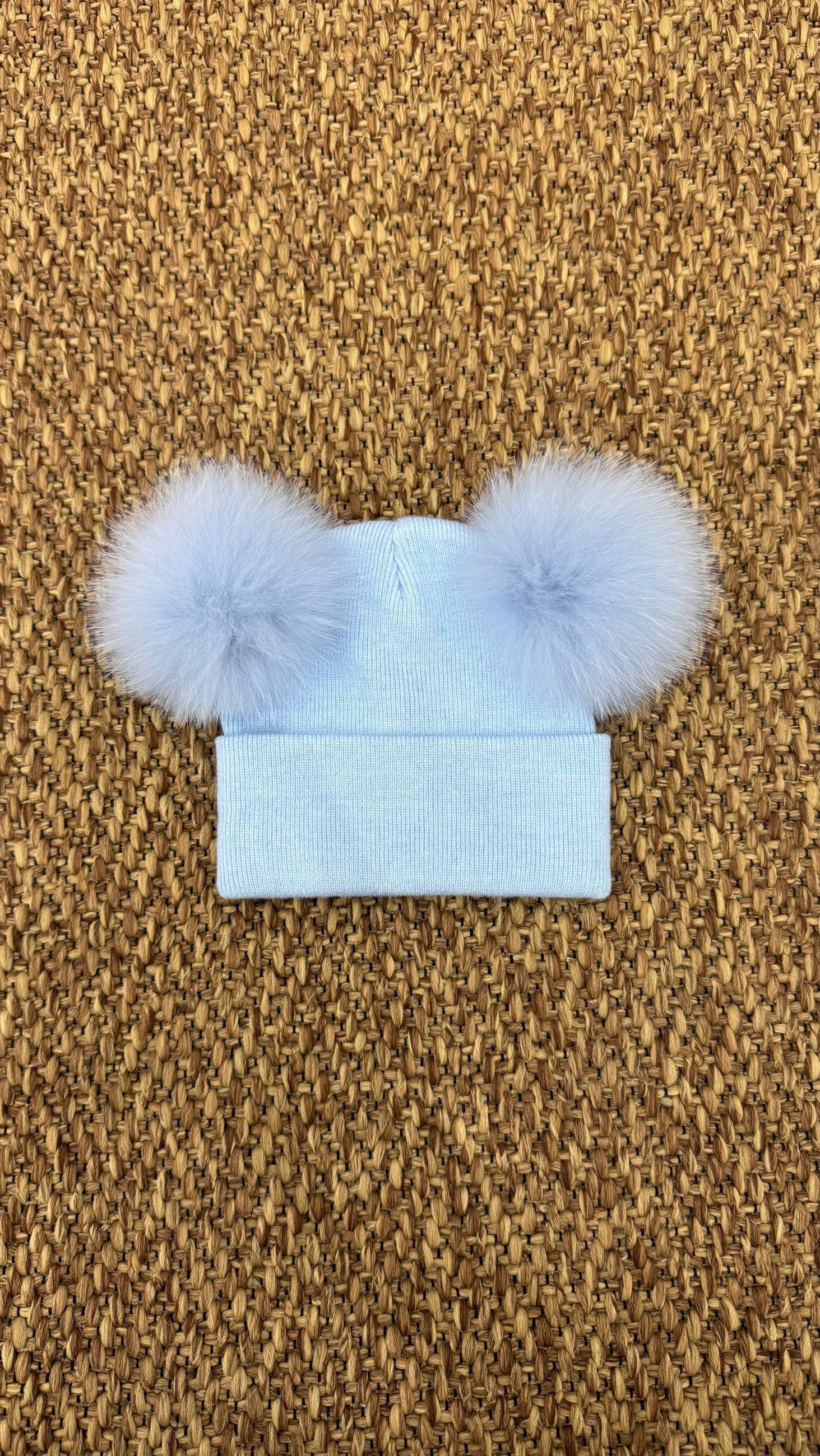 Cappello bimbi liscio con 2 pon pon Enfant Made in Italy