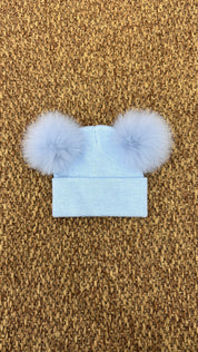 Cappello bimbi liscio con 2 pon pon Enfant Made in Italy