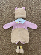 Pagliaccetto neonati teddy con cappellino e scarpine Marlù