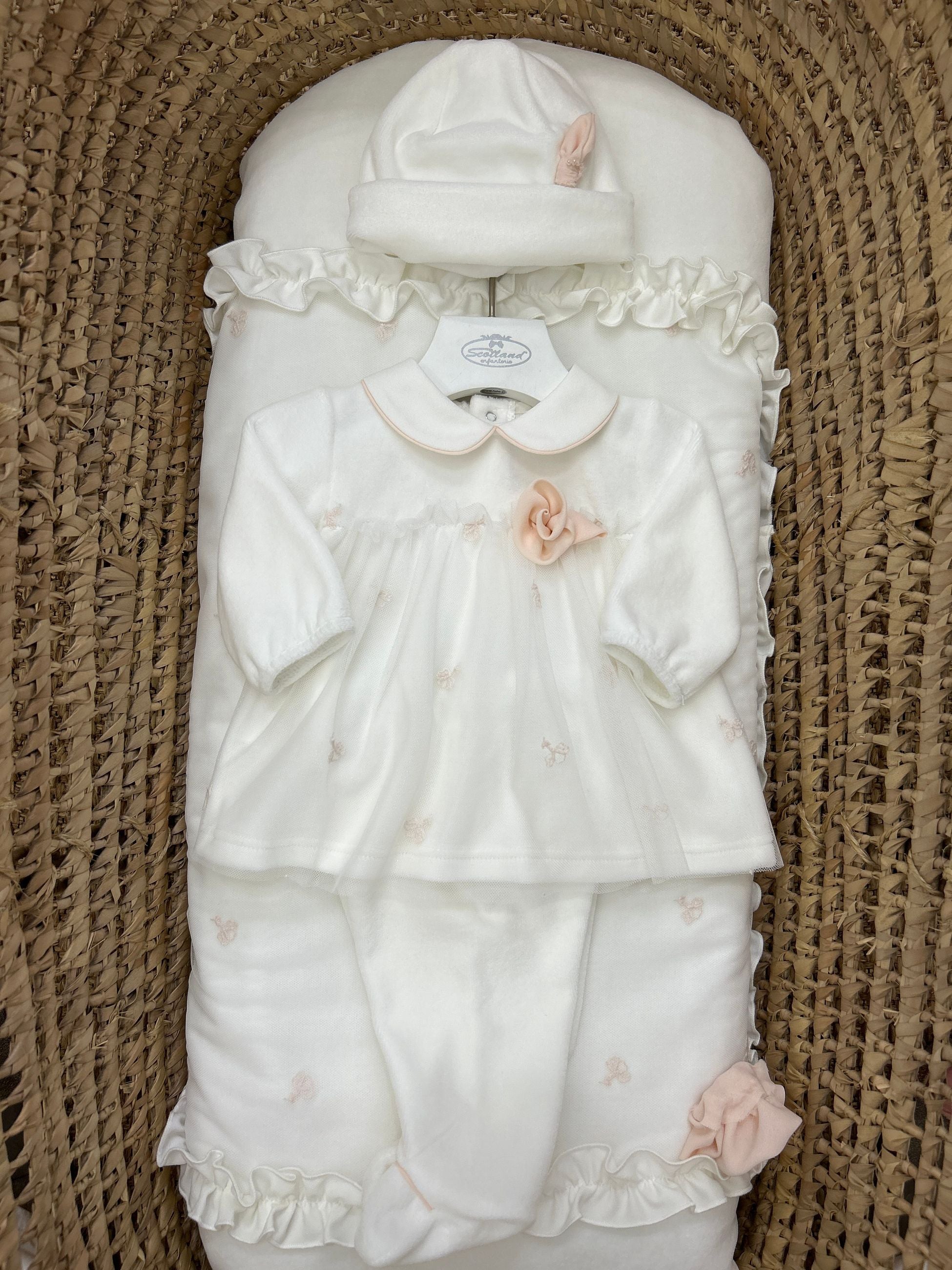 Set nascita 2pz neonata rosellina con cappellino Barcellino