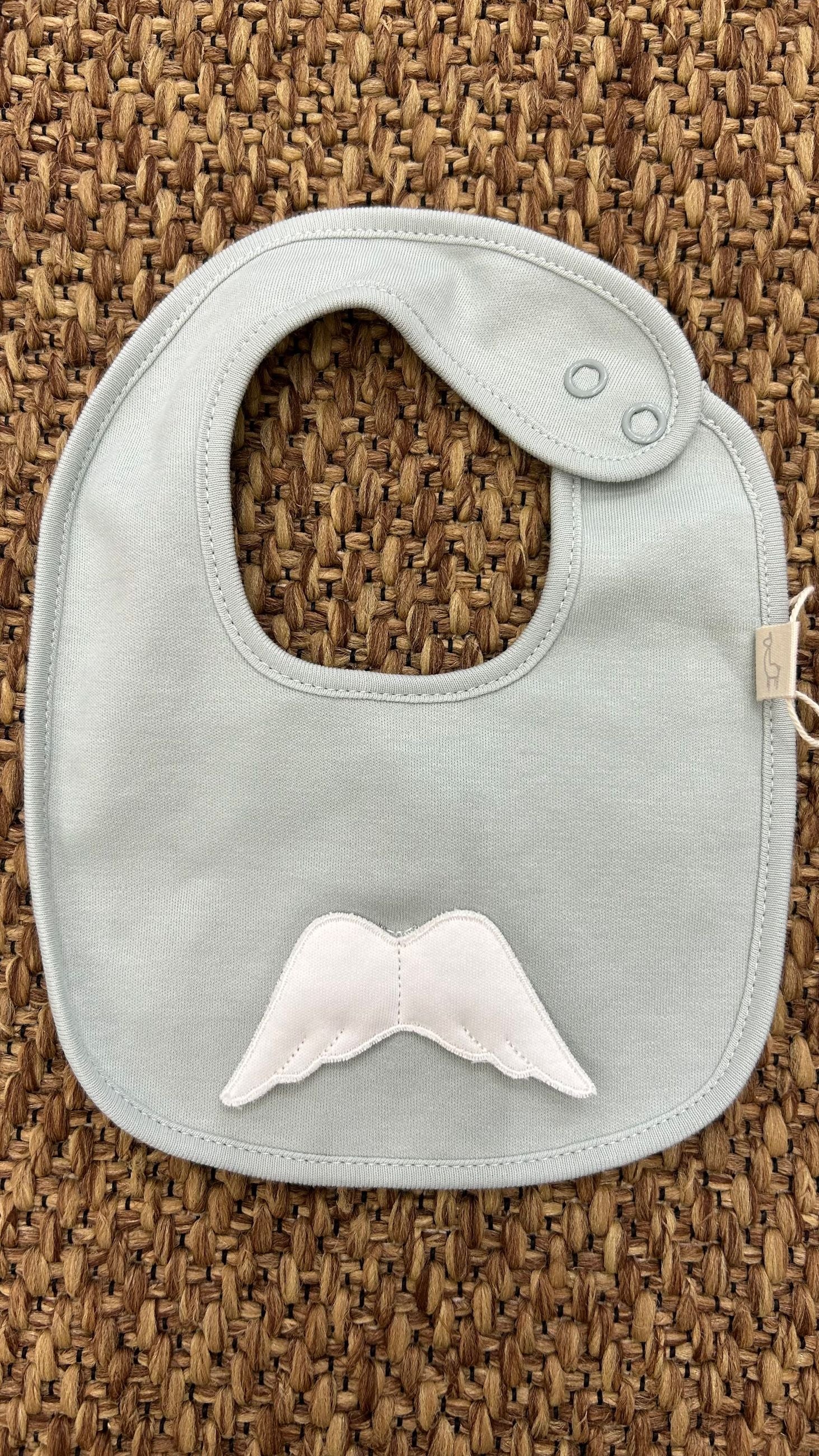 Bavetta neonato con ricamo ali chiusura strappo Baby Gi