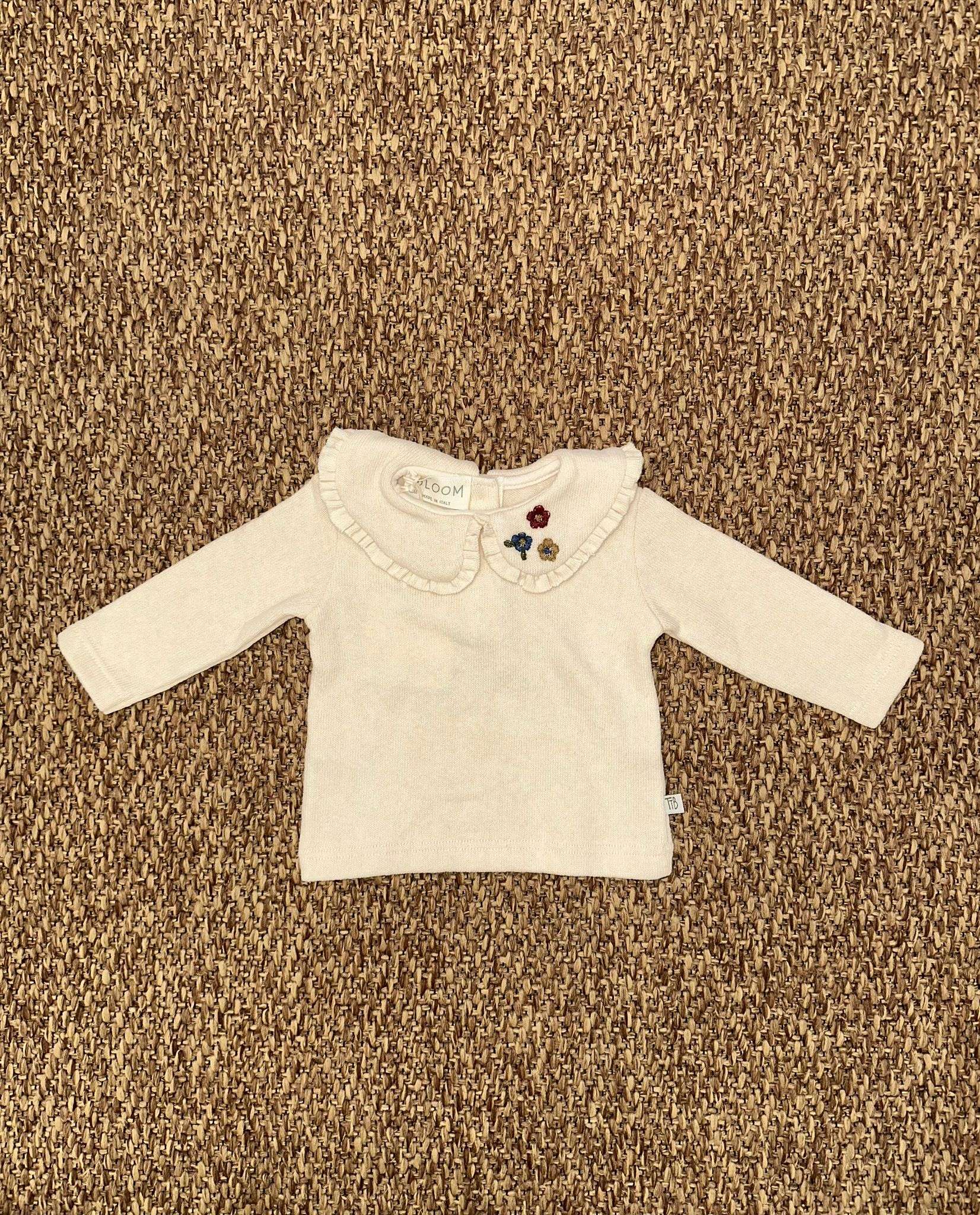 T-shirt bambina maniche lunghe con fiori sul colletto Bloom