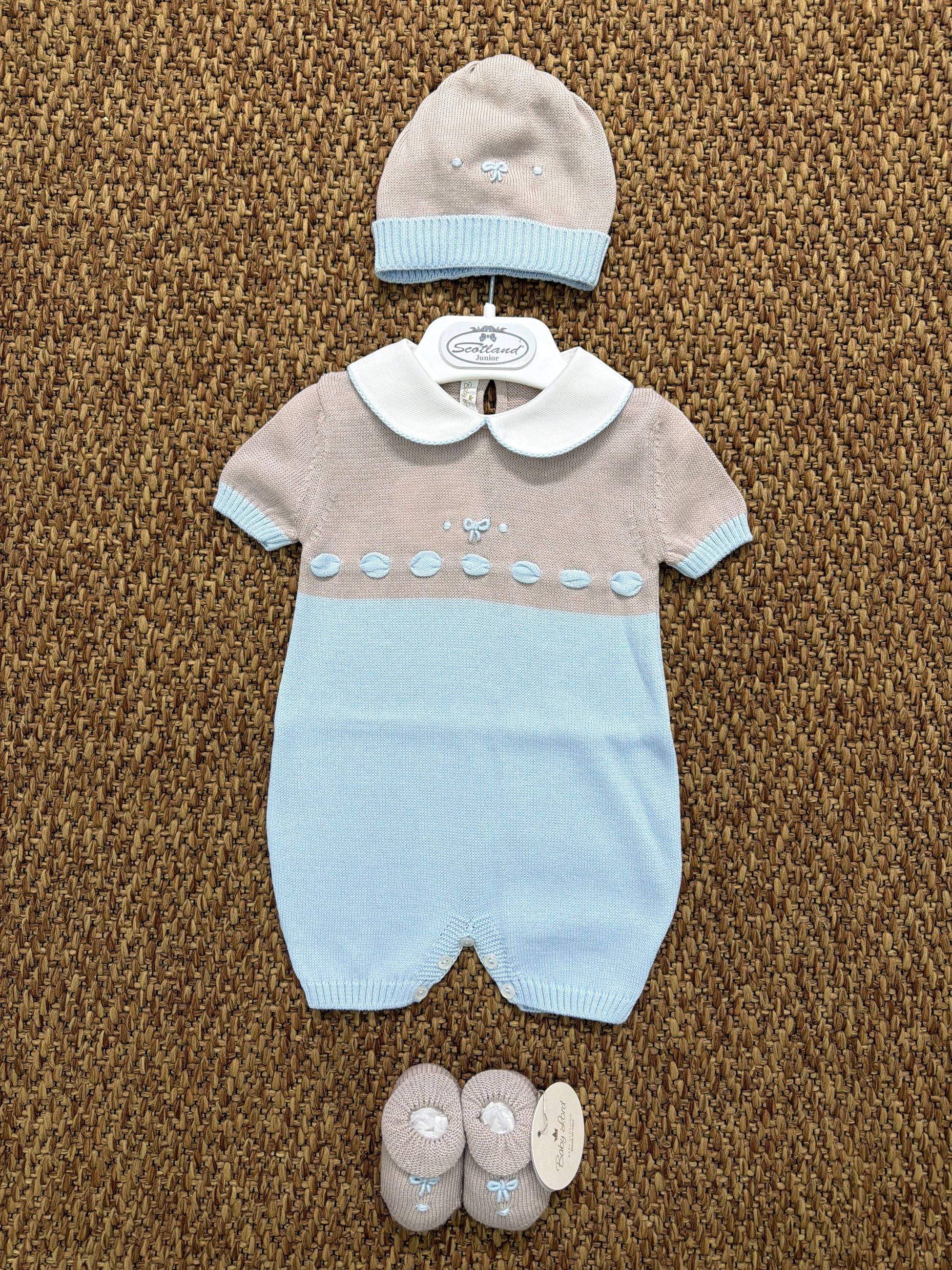 Pagliaccetto neonati fiocchetto con cappellino e babbucce Baby Lord