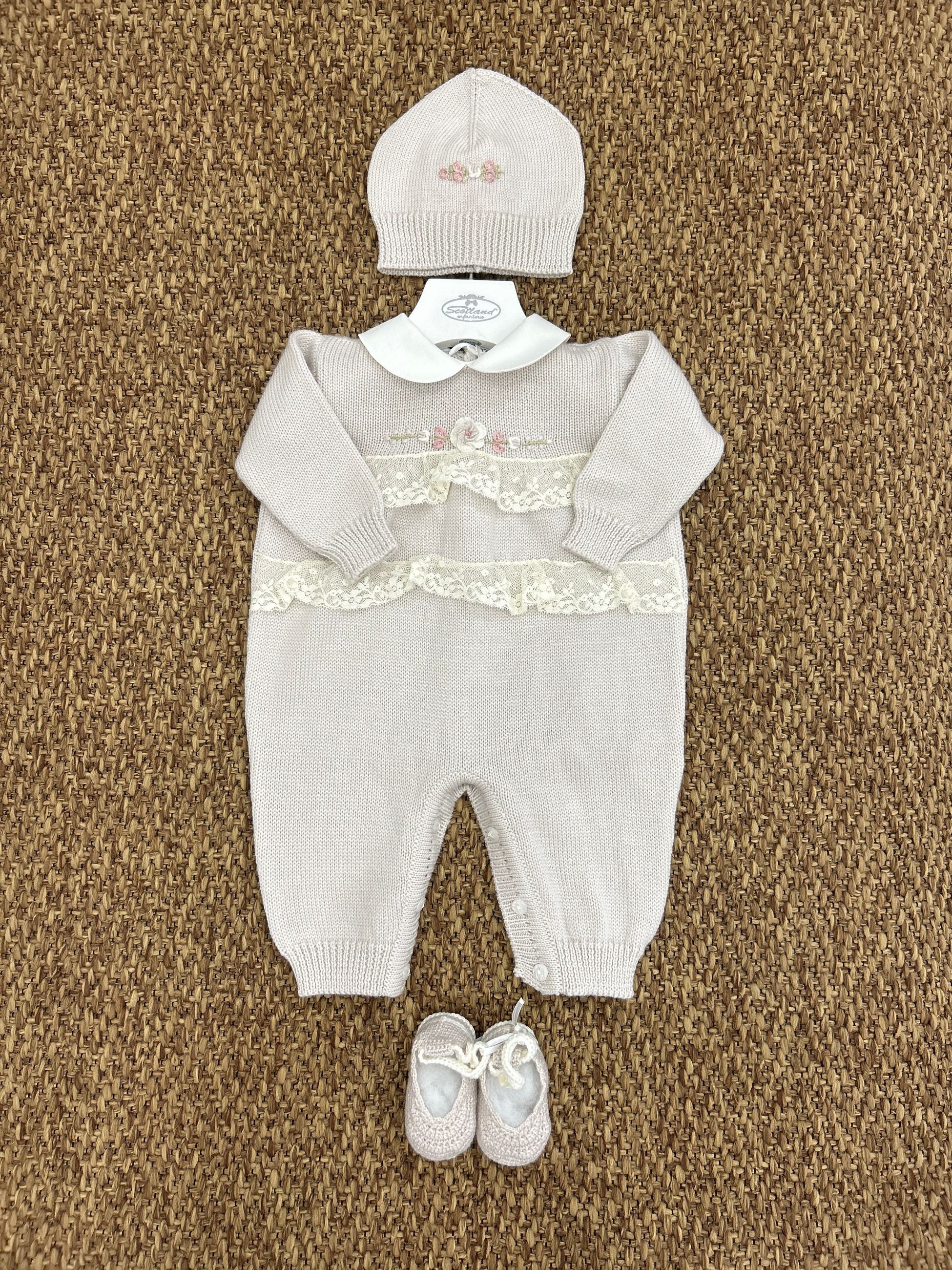 Set nascita neonata merletto e roselline Piccola Giuggiola