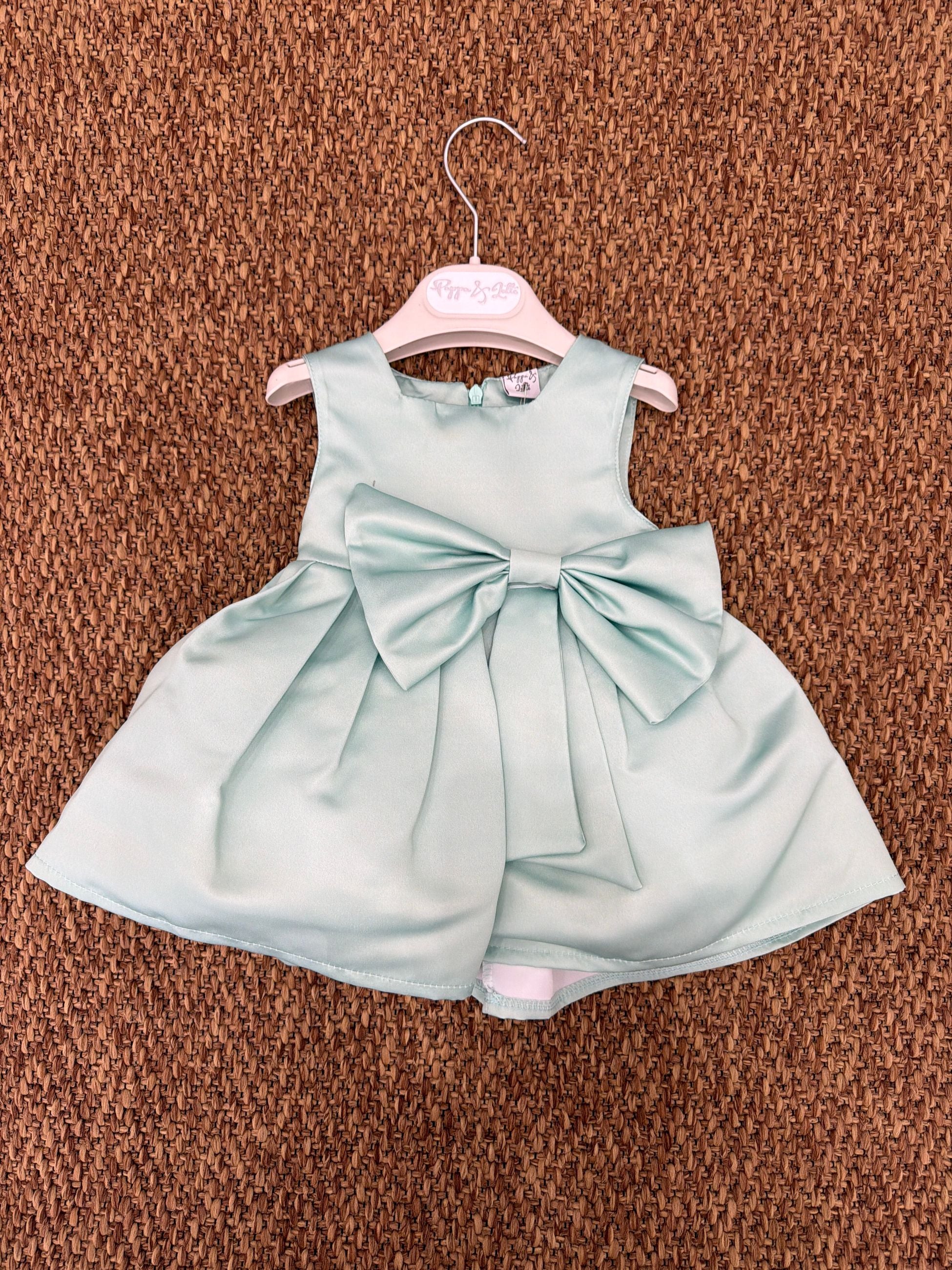 Abito bambina cerimonia con fiocco grande in vita Pappa e Latte