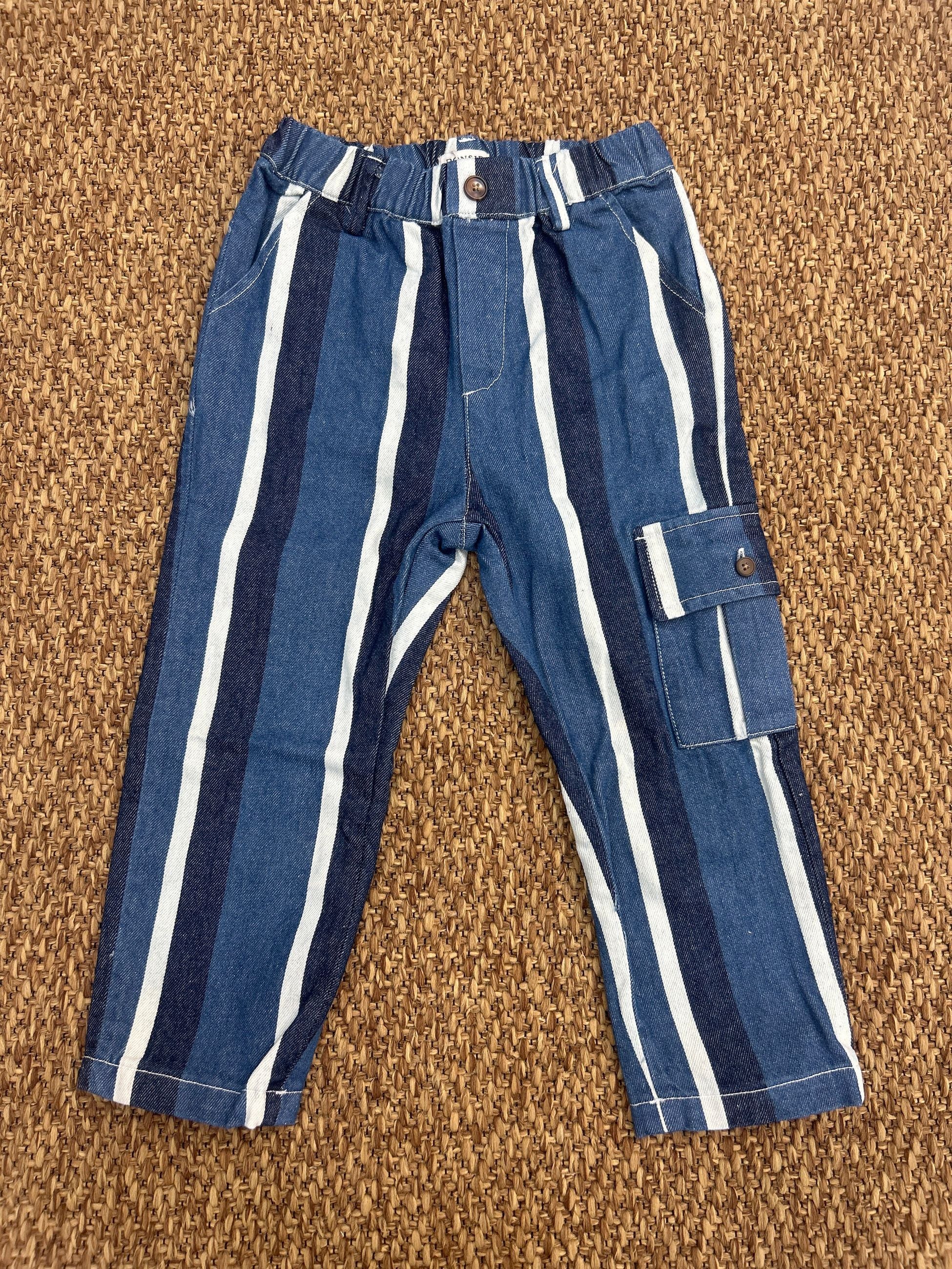 Pantalone bambino a righe con tascone Donsje