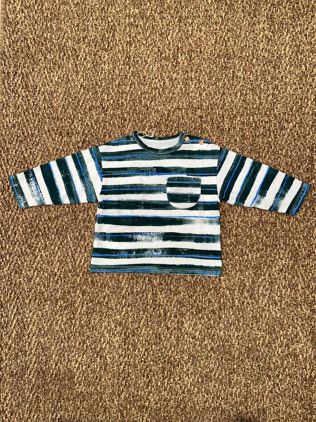 Maglia bambino a righe con taschino Play Up