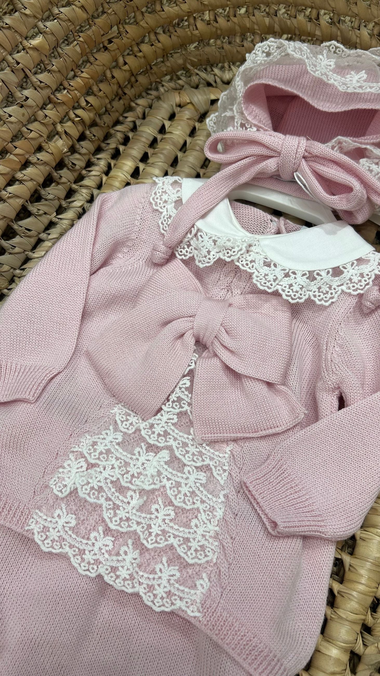 Completo neonata 2pz merletto Bebè di Almy