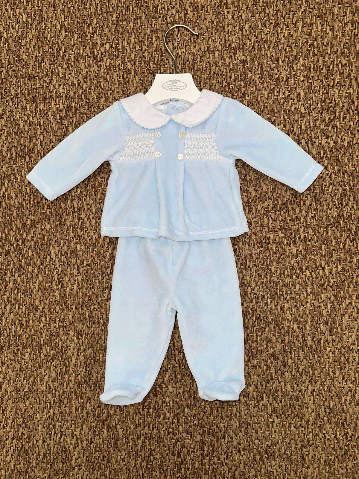 Completo neonati 2pz in ciniglia con punto smock Babidu