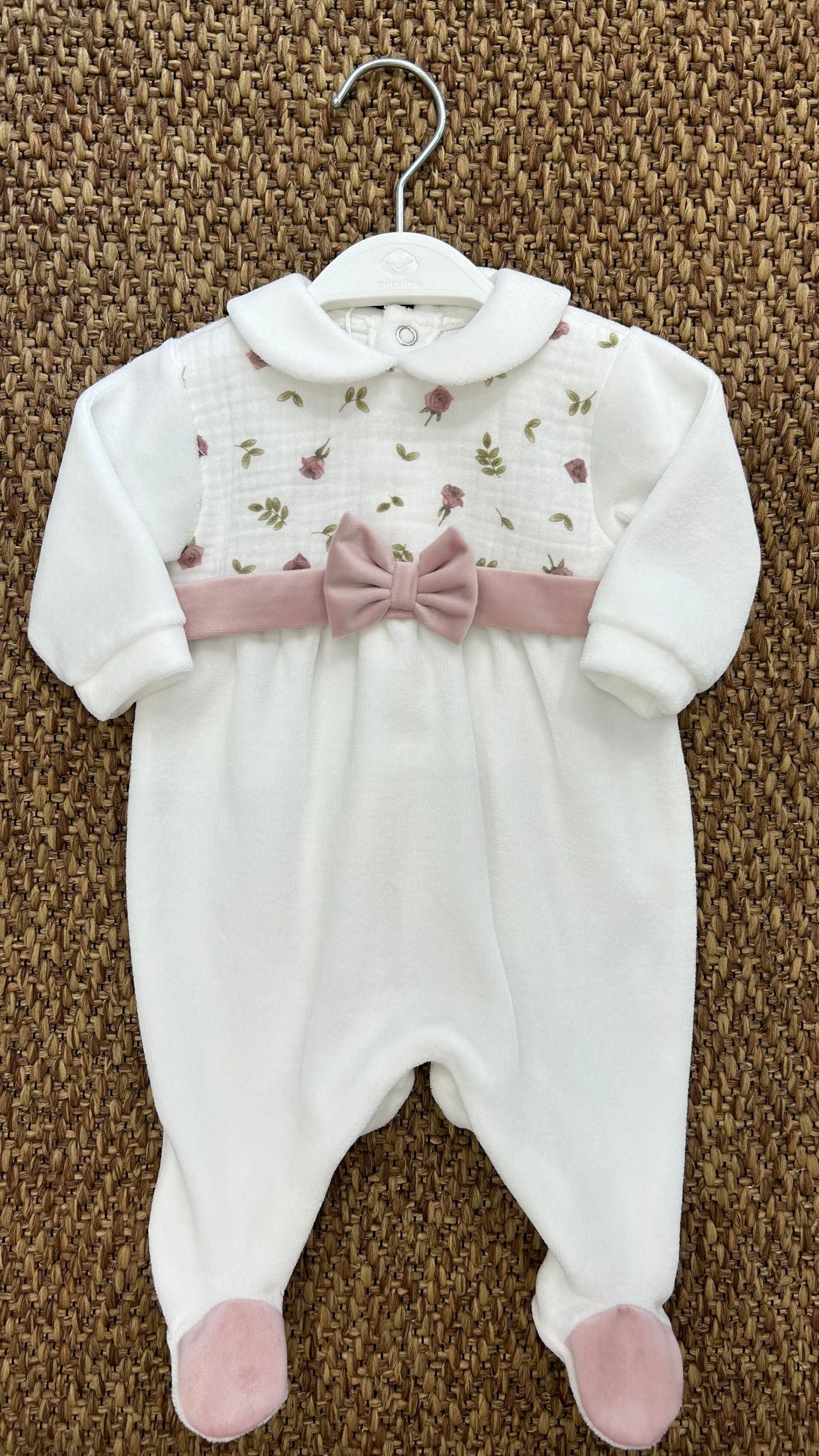 Tutina neonata con fiocco e roselline Teto & Tatta
