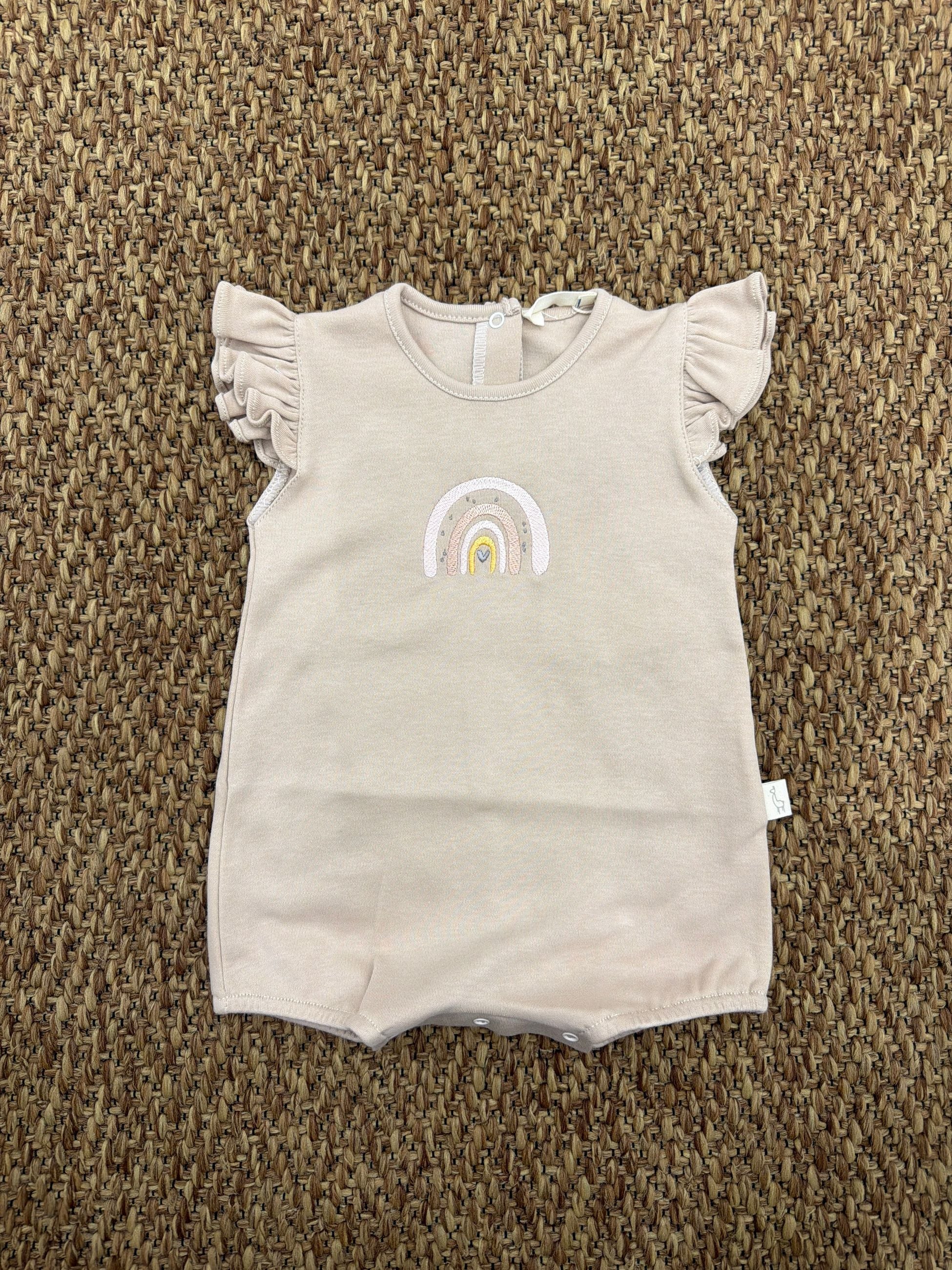 Pagliaccetto neonata con volant e ricamo arcobaleno Baby Gi