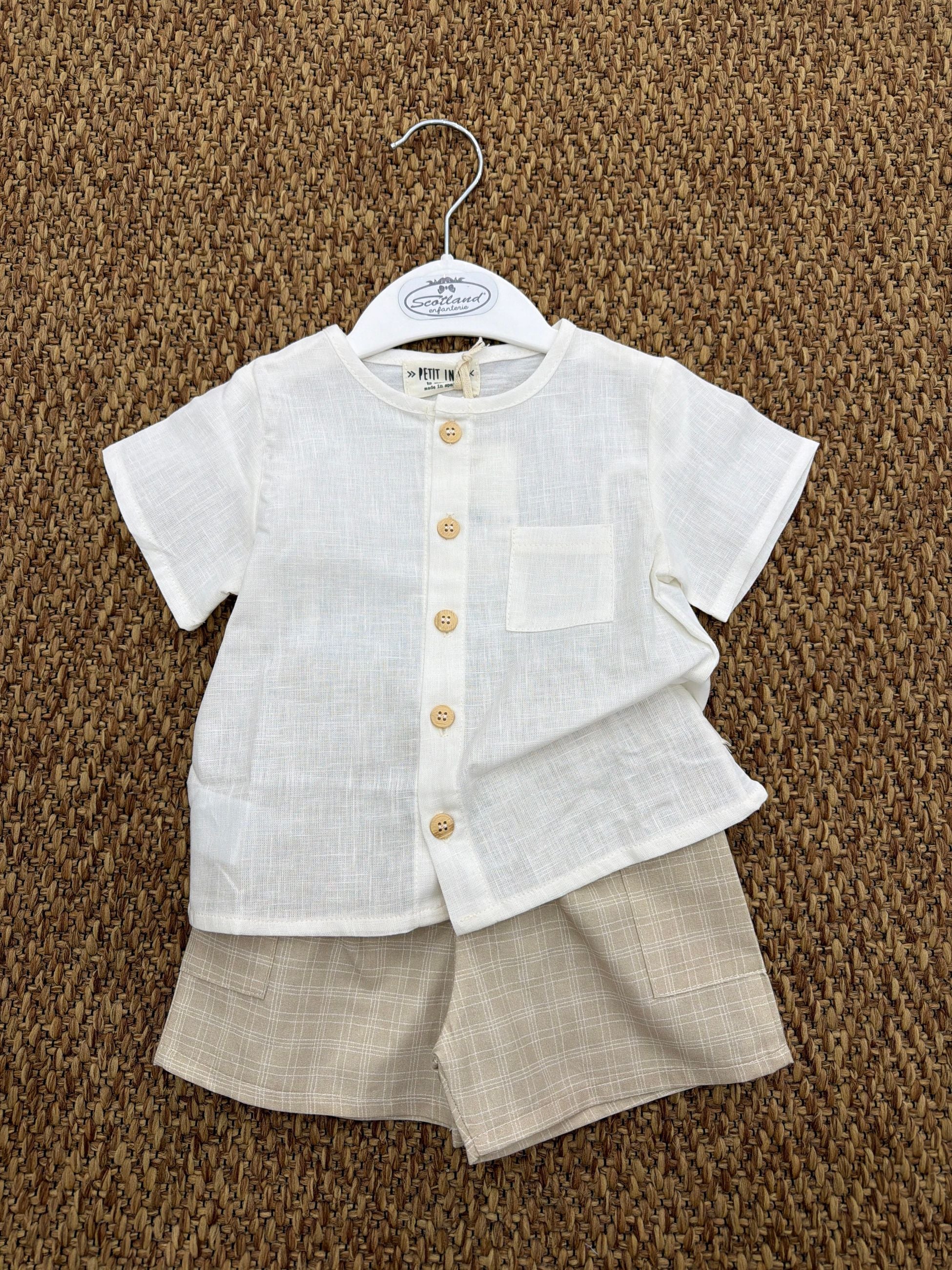 Completo bambino 2pz camicia di lino Petit Indi