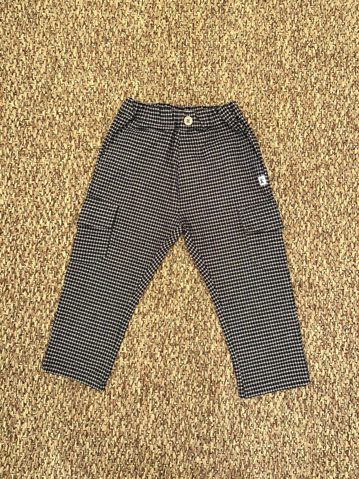 Pantalone bambino cargo a quadretti Petit Indi