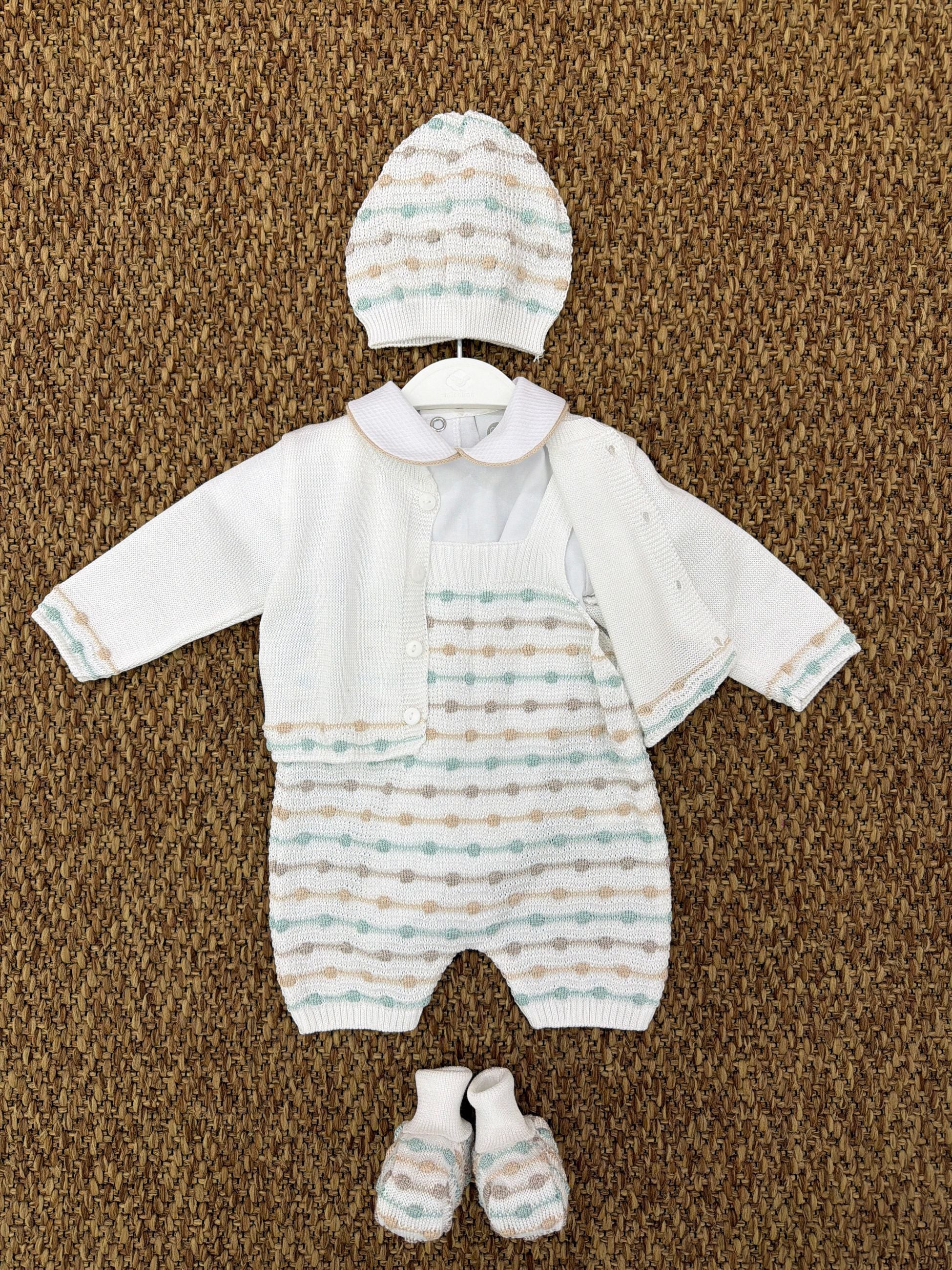 Completo neonati 3pz con cappellino e scarpine a pois colorati Marlù