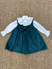 Completo bambina 2pz salopette con fiocco Les Joies