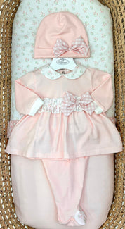 Completo bimba 2pz con fiorellini e fiocchetti Teto e Tatta