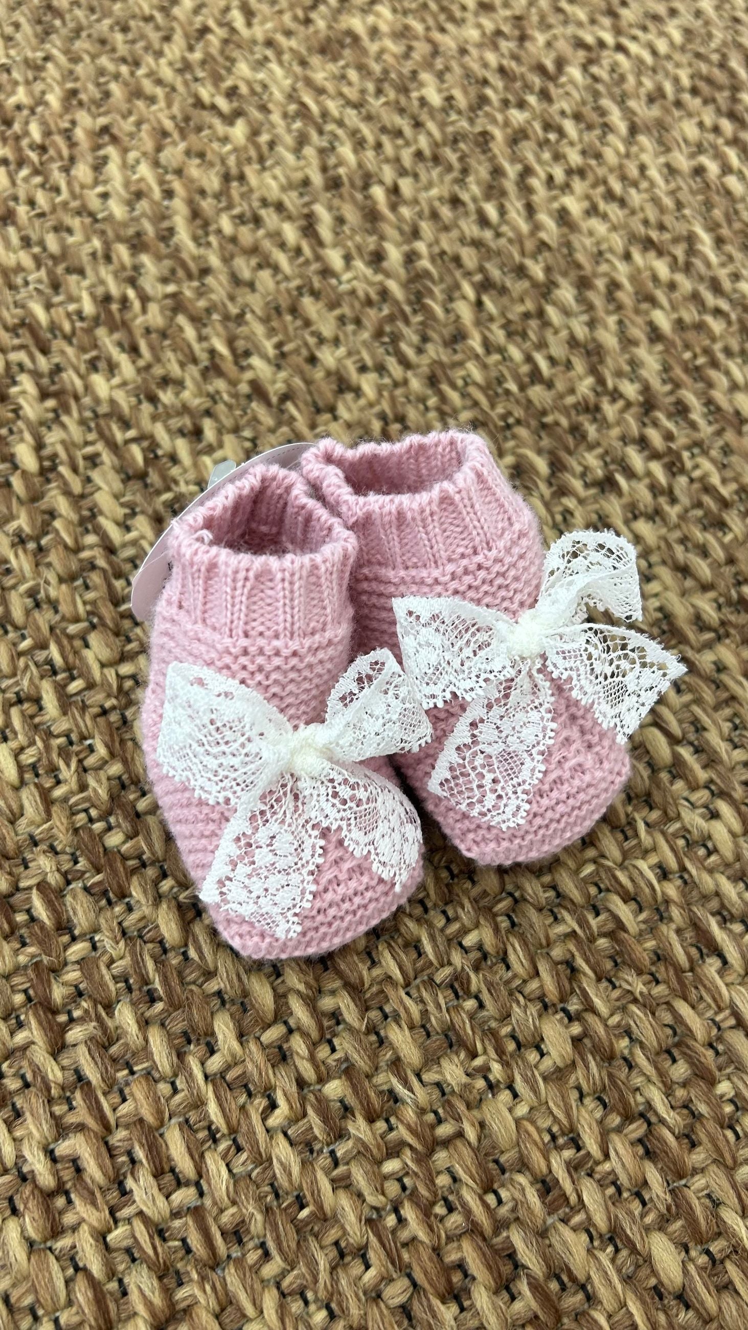 Babbucce neonata fiocco merletto Juliana
