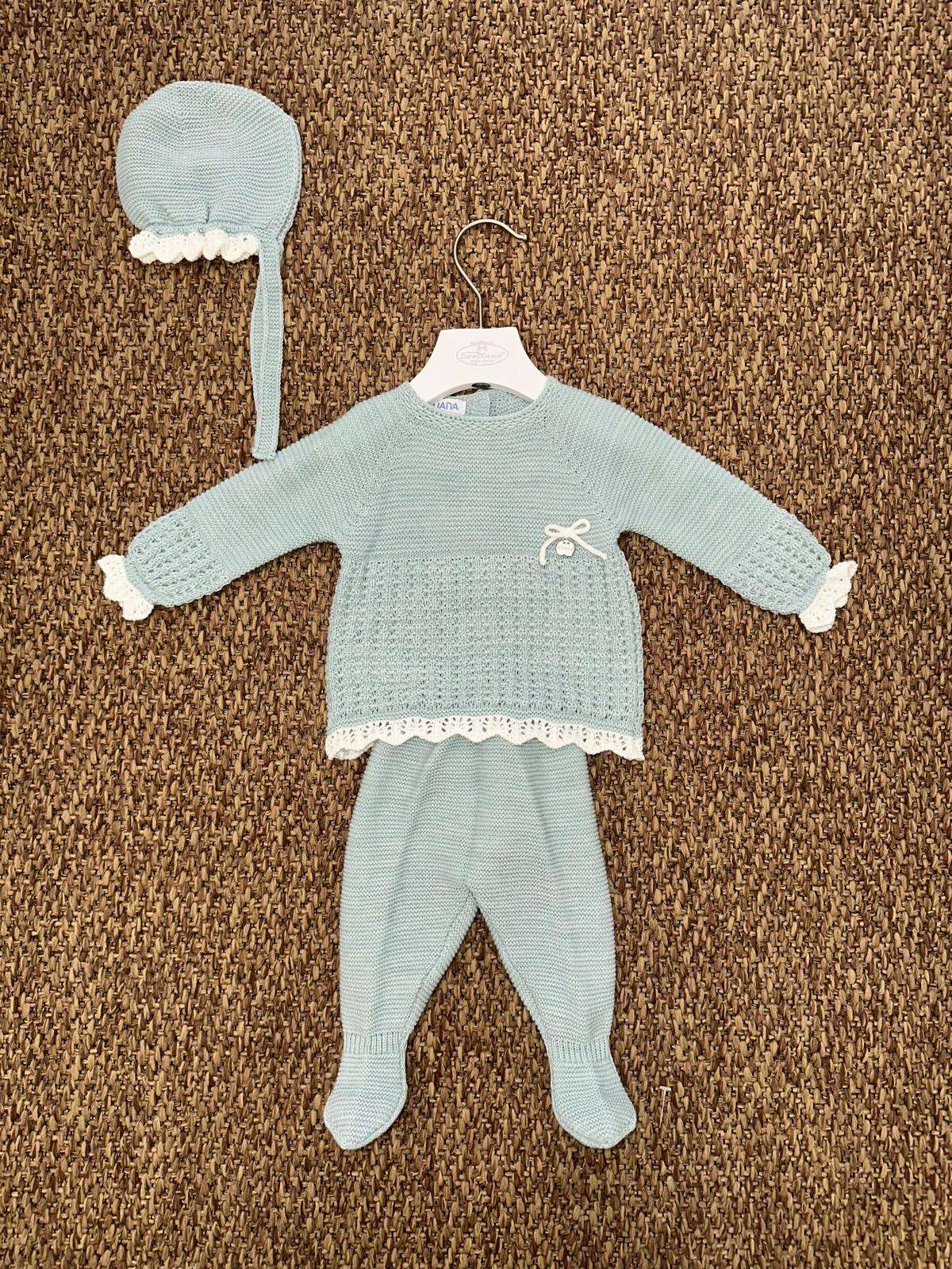 Completo neonata 2pz con cuffia e orlo in pizzo Juliana