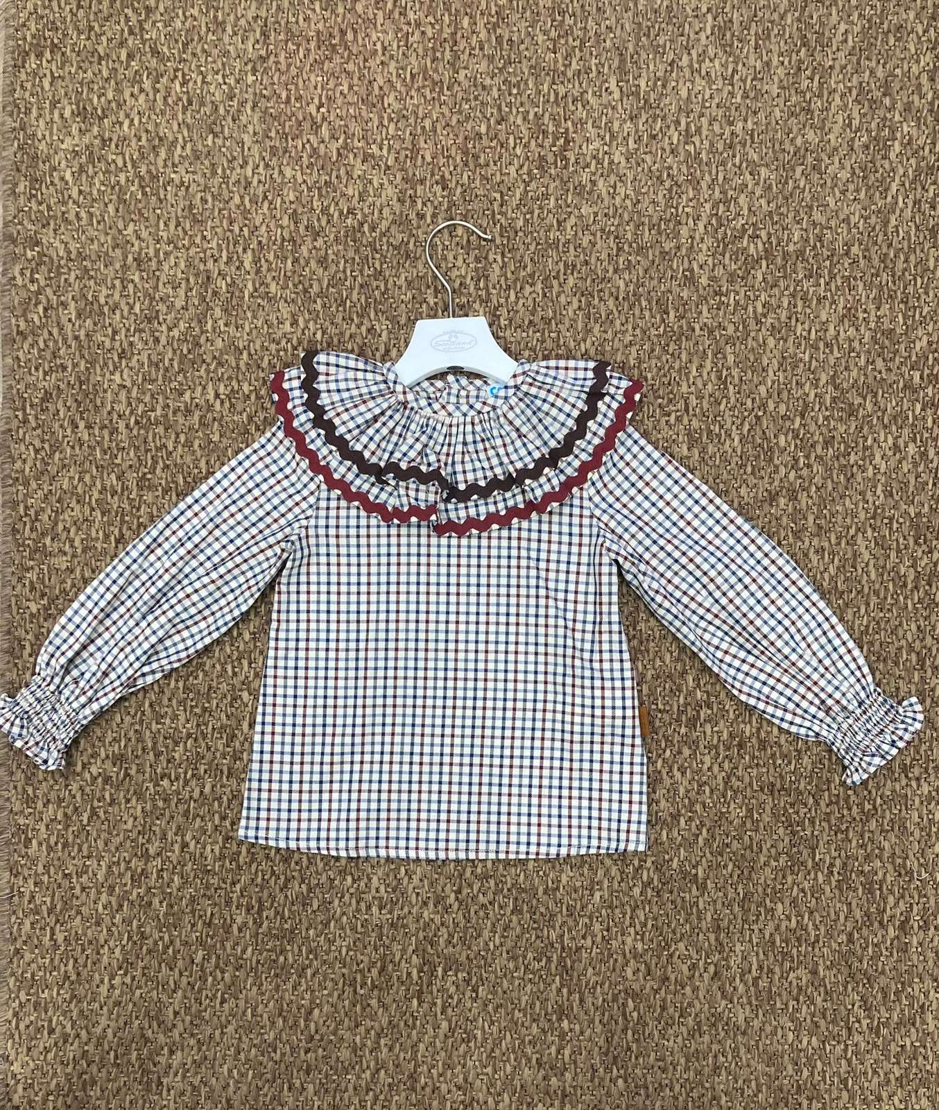 Camicia bambina a quadretti collo volant Cocote