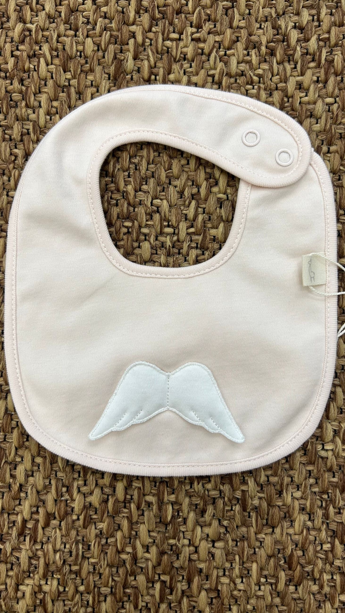 Bavetta neonato con ricamo ali chiusura strappo Baby Gi