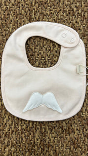 Bavetta neonato con ricamo ali chiusura strappo Baby Gi