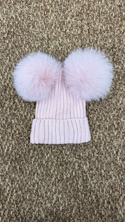 Cappello bimbi a costine con 2 pon pon Enfant Made in Italy