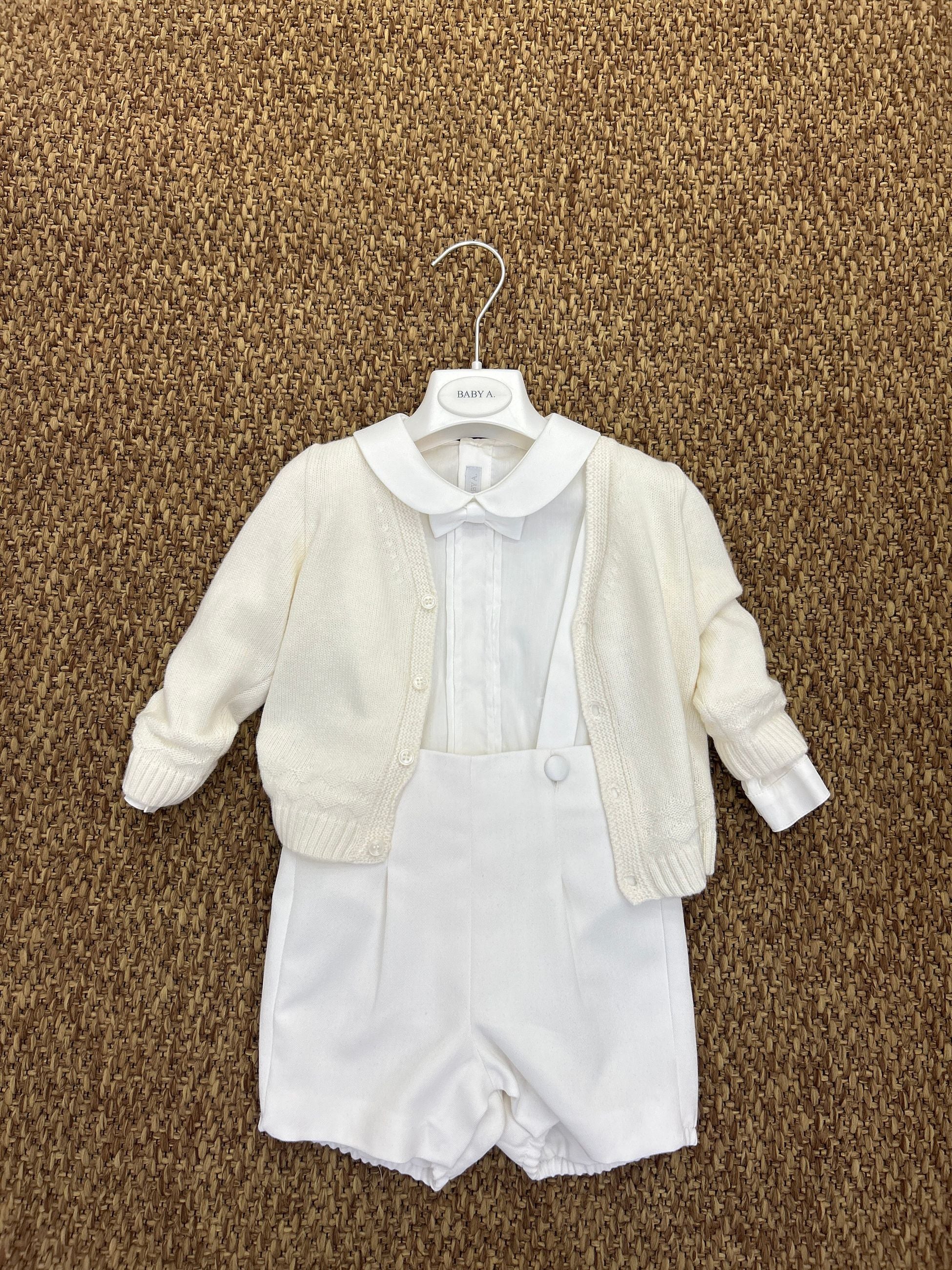 Completo cerimonia bimbo 3pz panna con papillon Baby A