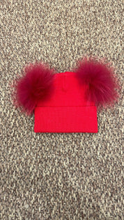 Cappello bimbi liscio con 2 pon pon Enfant Made in Italy