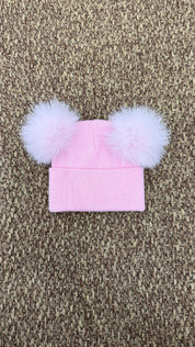 Cappello bimbi liscio con 2 pon pon Enfant Made in Italy