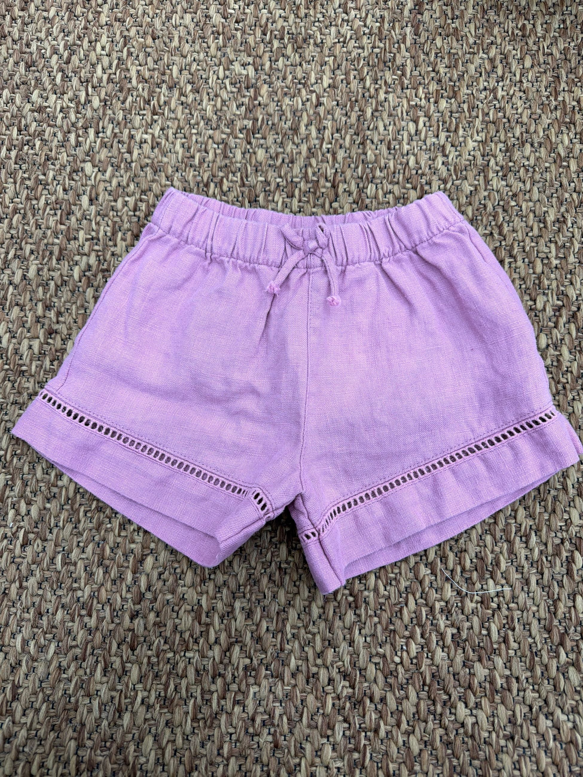 Shorts bimba in lino con dettaglio in pizzo Play Up