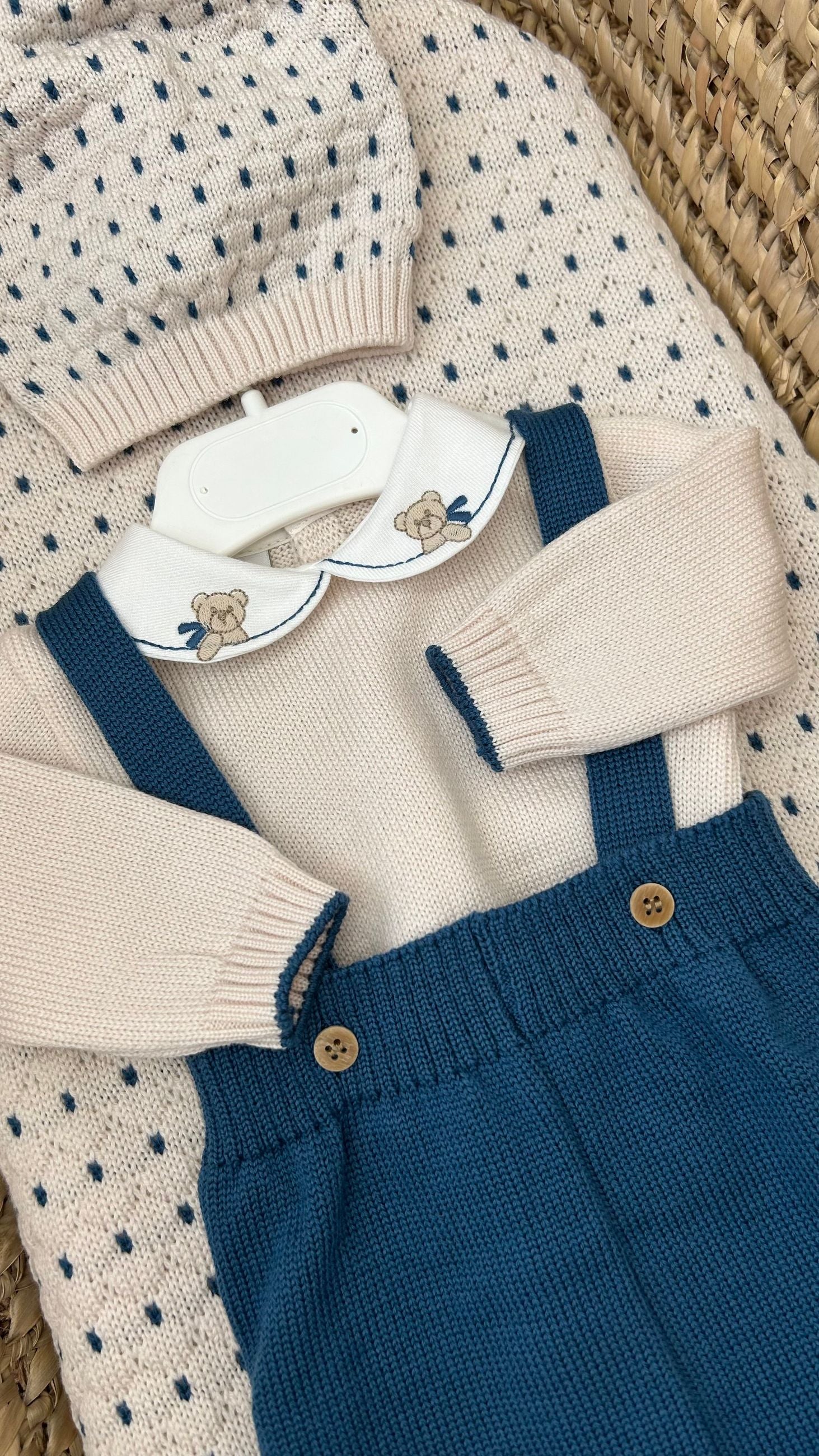 Set nascita neonati 2pz con salopette orsacchiotti Marlù