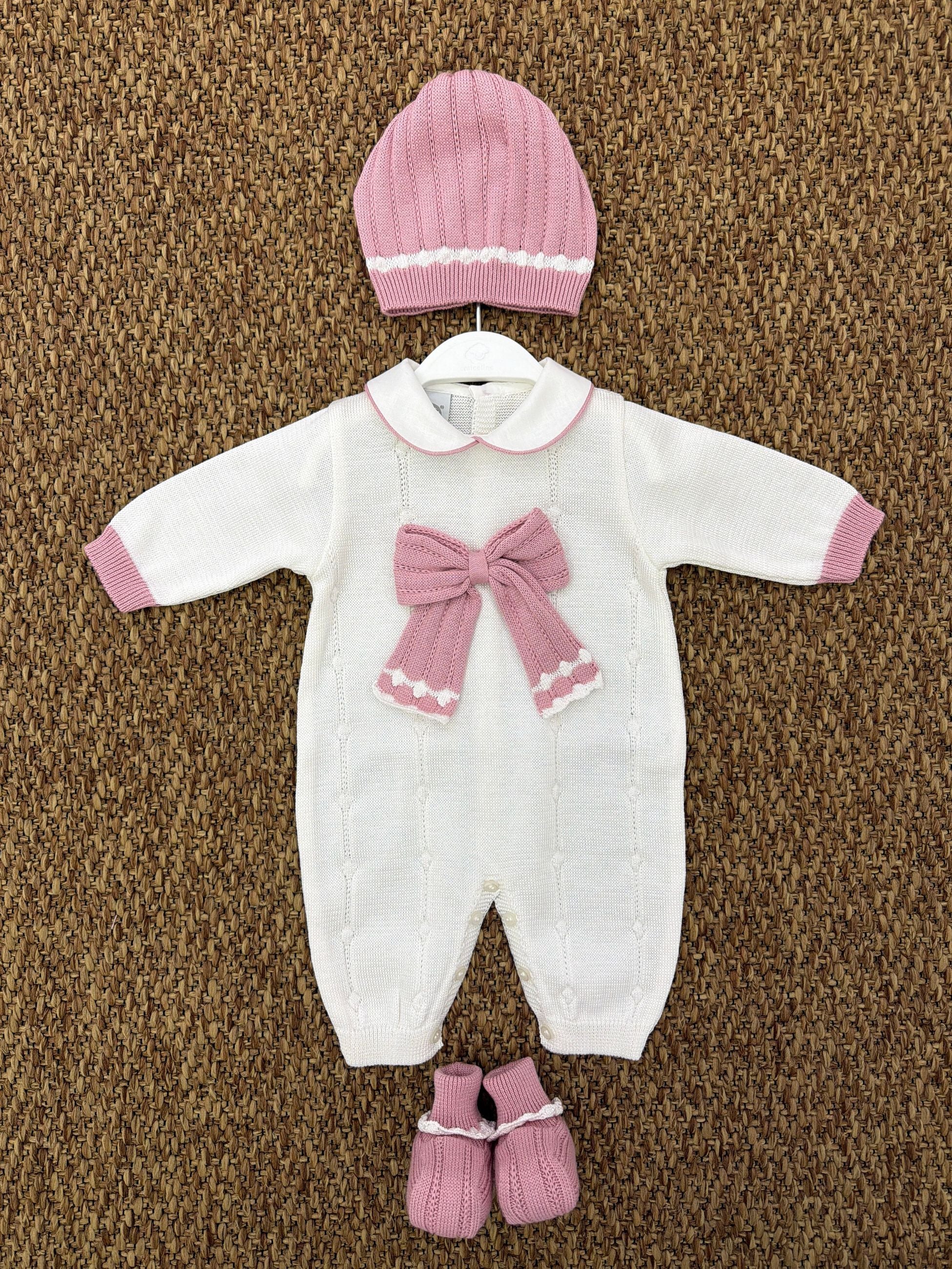 Tutina neonata con cappello e scarpine fiocchetto Marlù