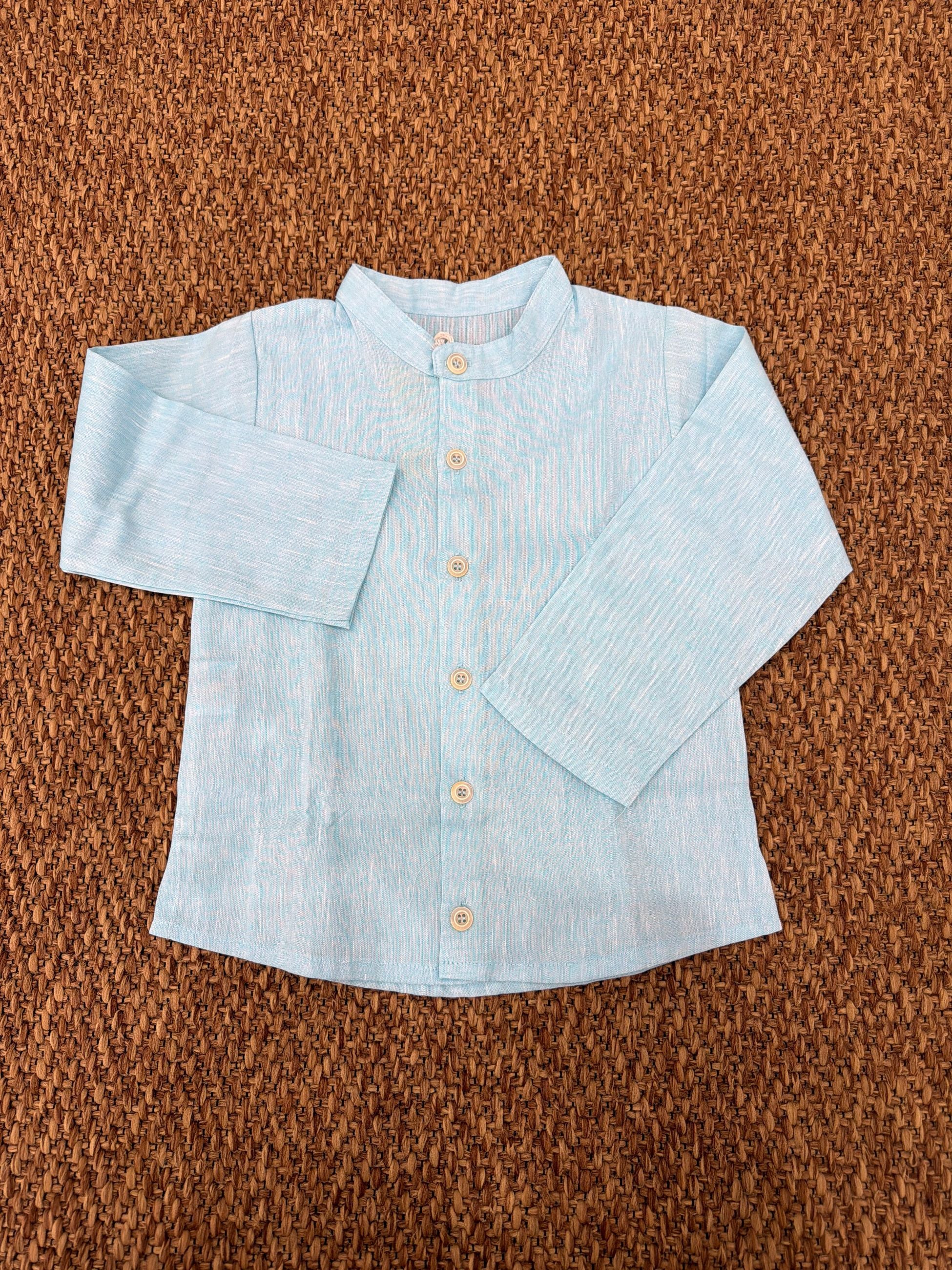 Camicia bambino in lino con collo alla coreana Baby Vip