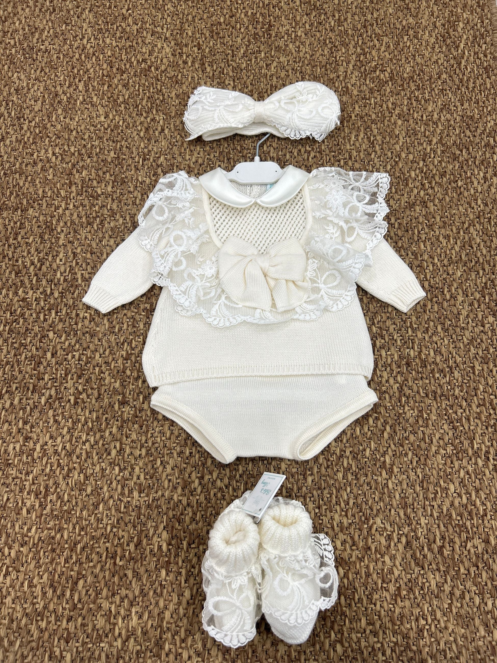 Completo neonata 2pz merletto Bebè di Almy