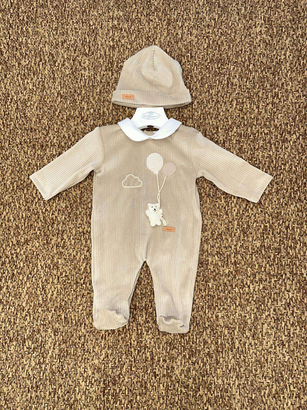 Tutina neonati orsacchiotti a costine con cappellino Ninnaoh