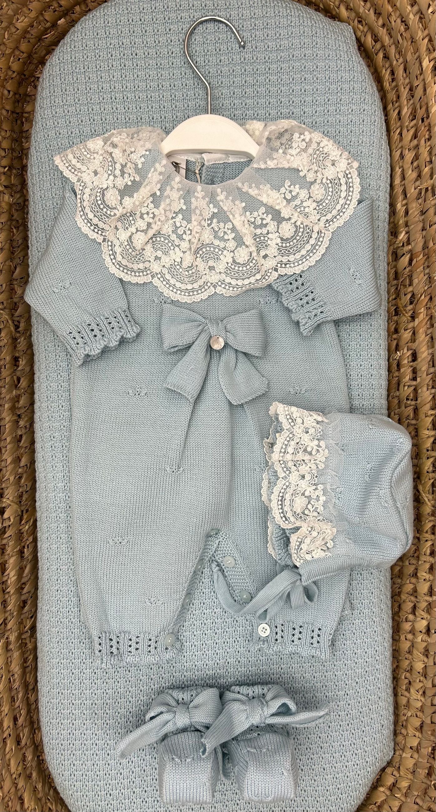 Set nascita neonata con fiocco e merletto Marlù