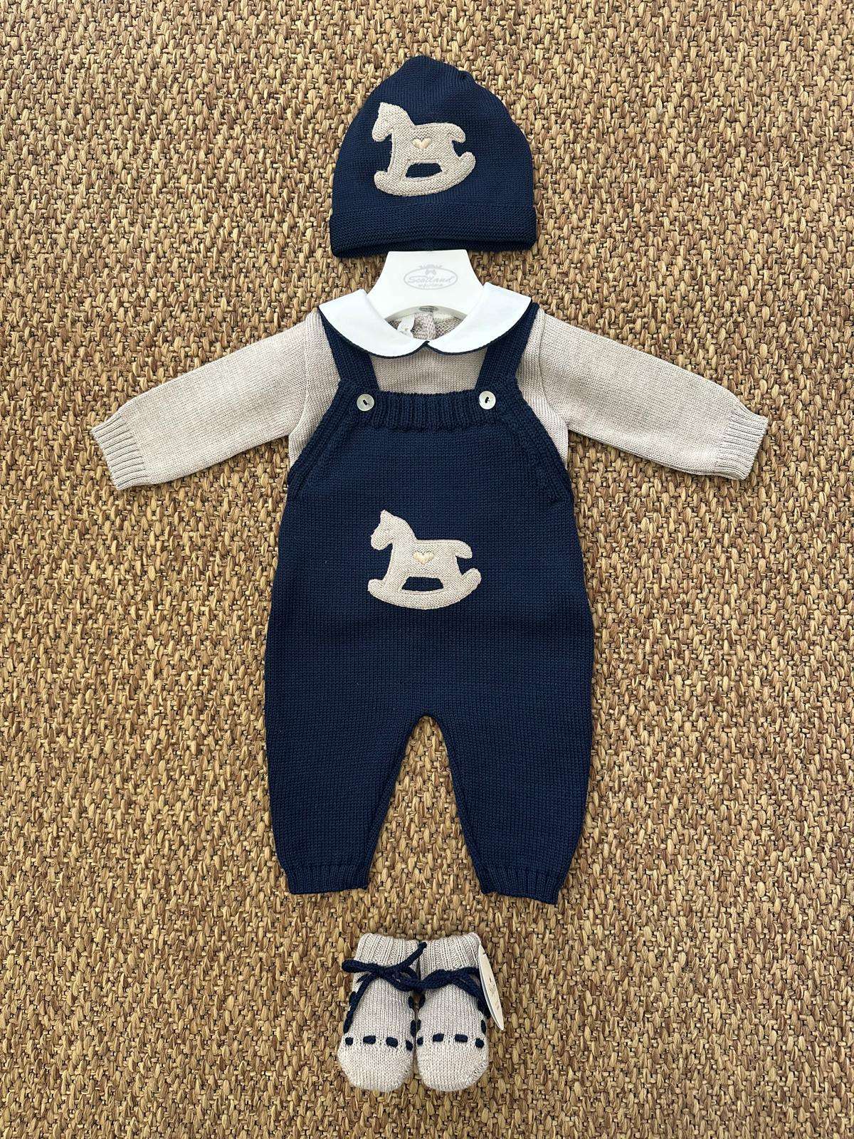 Completo neonati cavalluccio a dondolo con scarpine e cappellino Baby Lord