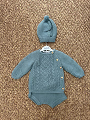 Completo neonato 3pz ricamo incrocio Babidu