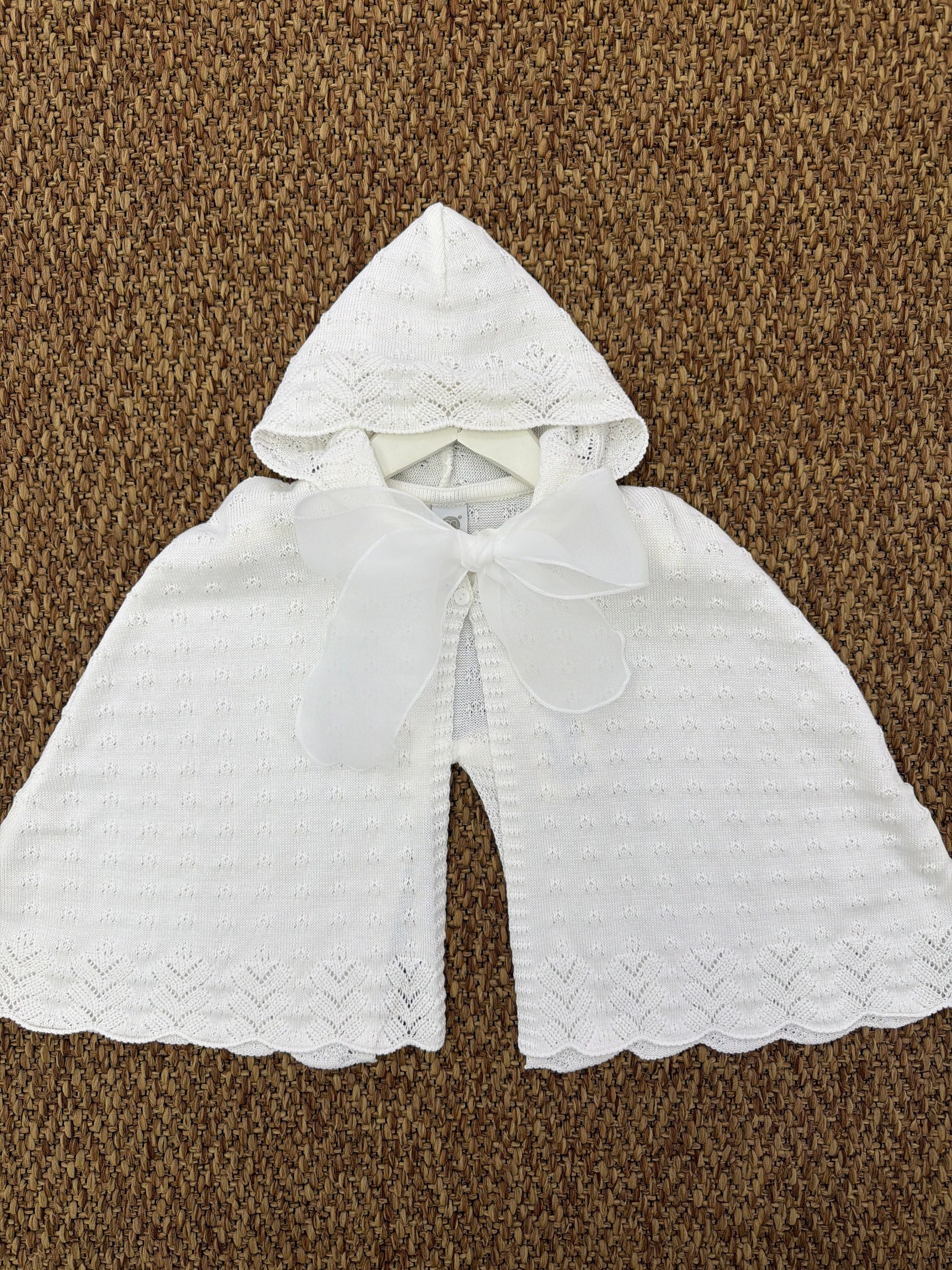 Mantella bimba con fiocco grande e cappuccio Marlù